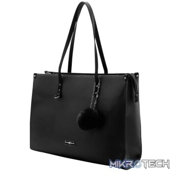 Supanova Pompom Ladies Laptop Bag - Black