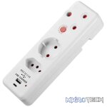 Switched 3-Way Medium Surge Adaptor - Schuko with Type-C + USB - Image 3