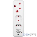 Switched 3-Way Medium Surge Adaptor - Schuko with Type-C + USB - Image 6