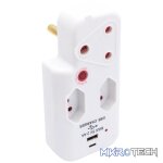 Switched 3-Way Medium Surge Adaptor with Type-C + USB - White - Image 6
