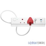 Switched 3-Way Medium Surge-Protected Multiplug with 1x Type-C + 3.4a USB Ports - 0.5m - White - Image 3
