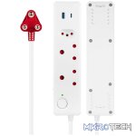 Switched 3-Way Medium Surge-Protected Multiplug with 1x Type-C + 3.4a USB Ports - 0.5m - White - Image 4