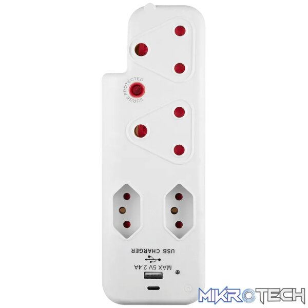 Switched 4-Way Medium Surge Adaptor with Type-C + USB - Image 3