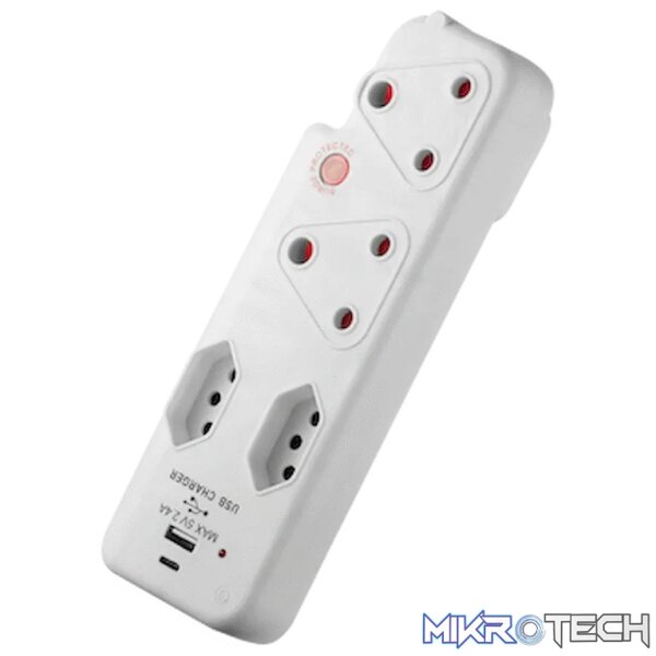 Switched 4-Way Medium Surge Adaptor with Type-C + USB - Image 5