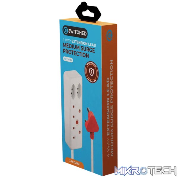 Switched 4-Way Medium Surge Extension Lead 3m - Image 5