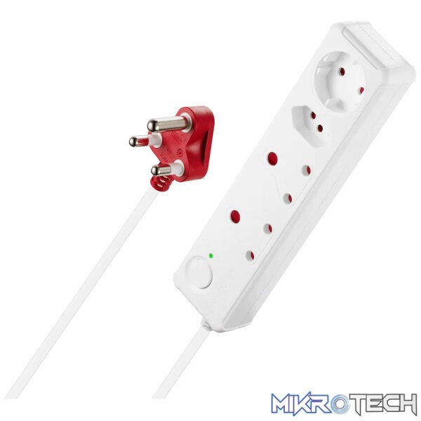 Switched 4-Way Medium Surge-Protected Multiplug 0.5m Cord - White - Image 2