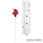 Switched 4-Way Medium Surge-Protected Multiplug 0.5m Cord - White