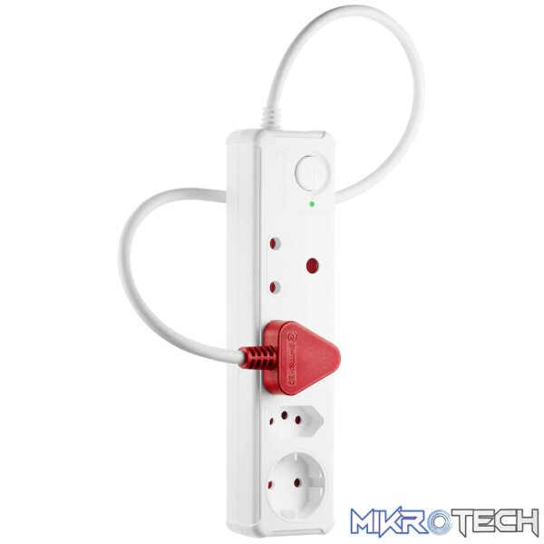 Switched 4-Way Medium Surge-Protected Multiplug 0.5m Cord - White - Image 3