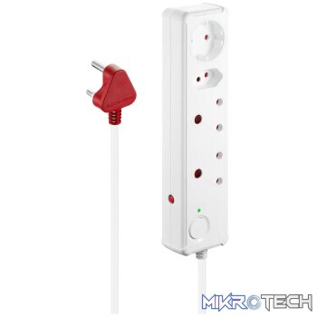 Switched 4-Way Medium Surge-Protected Multiplug 0.5m Cord - White