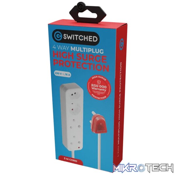Switched High Surge 4-Way Multiplug 0.5m 1140j - Image 2