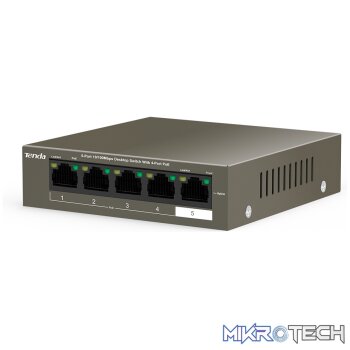 TEF1105P-4-63W    5-Port 10/100Mbps Desktop Switch with 4-Port PoE