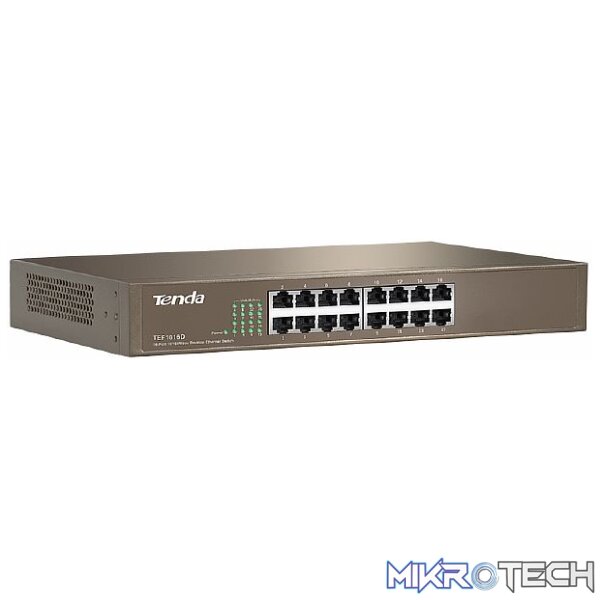 TENDA SWITCH 16 PORT 10/100 DT/RK METAL* TENDA SWITCH 16 PORT 10/100 DT/RK METAL*