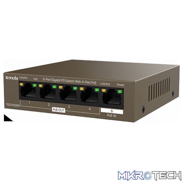 TENDA SWITCH 5 PORT GIGABIT 4XPOE 1XPOE TENDA SWITCH 5 PORT GIGABIT 4XPOE 1XPOE