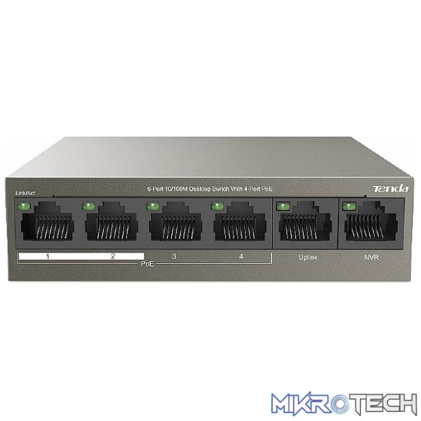 TENDA SWITCH 6 PORT 10/100 4XPOE 63W TENDA SWITCH 6 PORT 10/100 4XPOE 63W