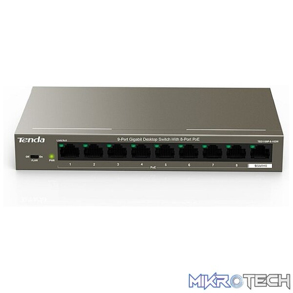 TENDA SWITCH 8 PORT GB 1UP/L 102W POE TENDA SWITCH 8 PORT GB 1UP/L 102W POE