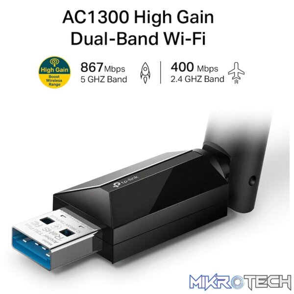 TP-Link Archer T3U Plus AC1300 High-Gain Wireless Dual-Band USB Adapter - Image 2