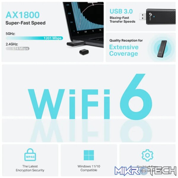 TP-Link Archer TX20U Dual-Band Wi-Fi 6 Wireless USB Adapter - Image 3