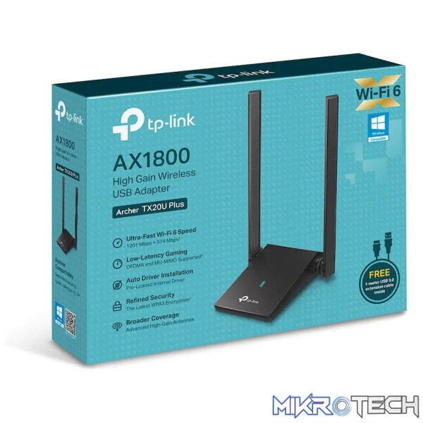 TP-Link Archer TX20U Plus AX1800 Dual Antennas High-Gain Wireless USB Adapter - Image 6