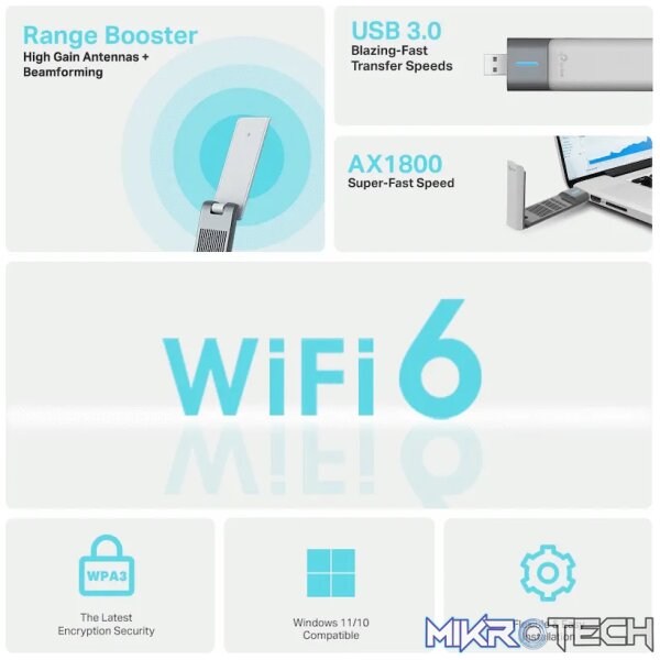 TP-Link Archer TX20UH AX1800 High Gain Wireless USB Adapter - Image 3