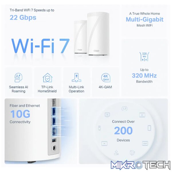 TP-Link Deco BE85 (1-Pack) BE19000 Tri-Band Whole Home Mesh Wi-Fi 7 System - Image 4