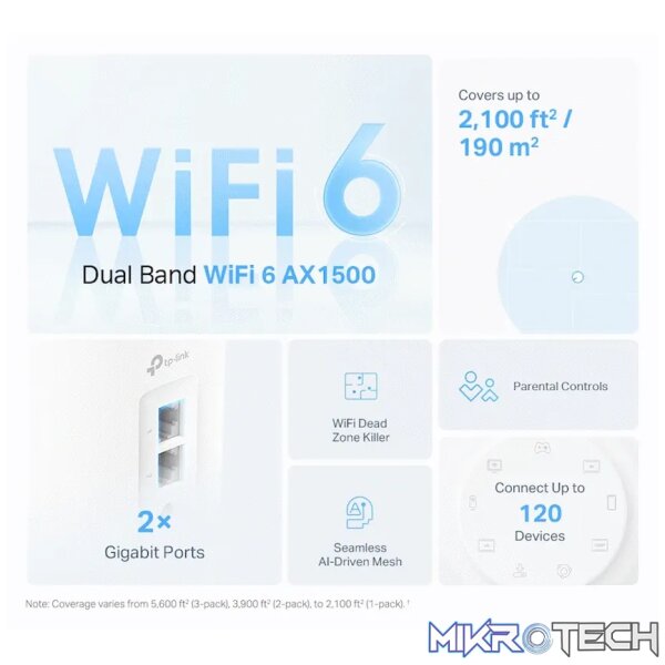 TP-Link Deco X10 (2-Pack) AX1500 Whole Home Mesh Wi-Fi 6 System (Tri-Band) - Image 2