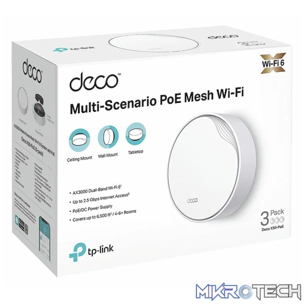 TP-Link Deco X50-PoE (2-Pack) AX3000 Whole Home Mesh Wi-Fi 6 System with PoE - Image 3