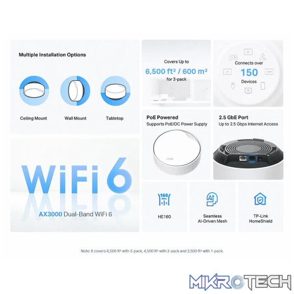 TP-Link Deco X50-PoE (2-Pack) AX3000 Whole Home Mesh Wi-Fi 6 System with PoE - Image 5