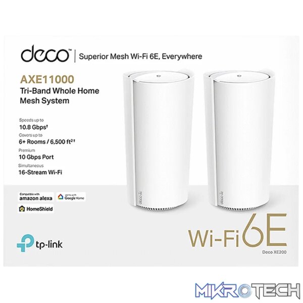 TP-Link Deco XE200 (2-Pack) AXE11000 Whole Home Mesh Wi-Fi 6E System (Tri-Band) - Image 2