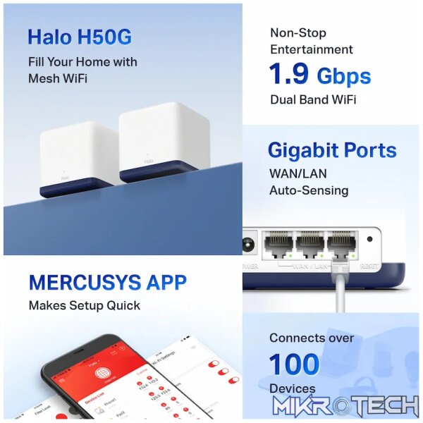 TP-Link Mercusys Halo H50G (3-Pack) AC1900 Whole Home Mesh Wi-Fi System - Image 3