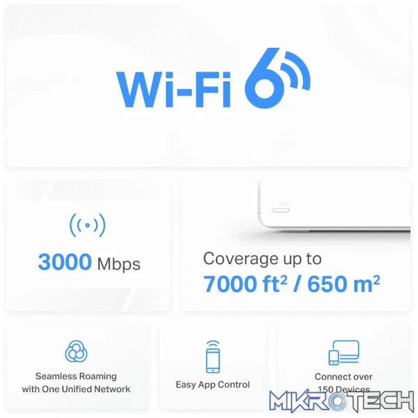 TP-Link Mercusys Halo H80X (3-Pack) AX3000 Wi-Fi 6 Mesh System - Image 4