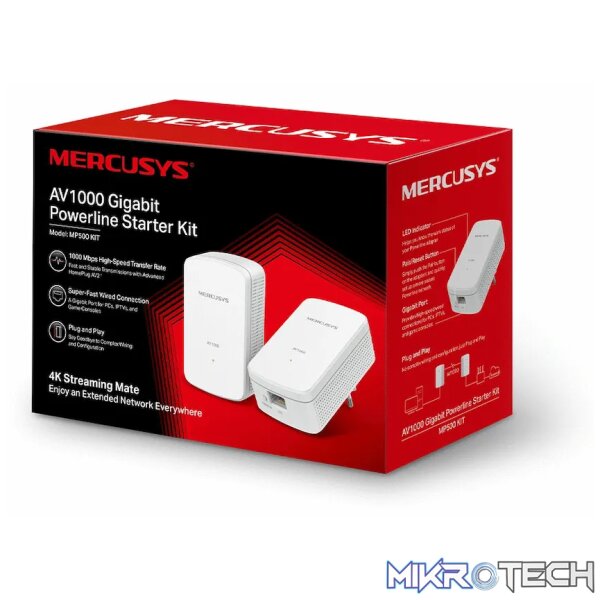 TP-Link Mercusys MP500 KIT AV1000 Gigabit Powerline Starter Kit - Image 3