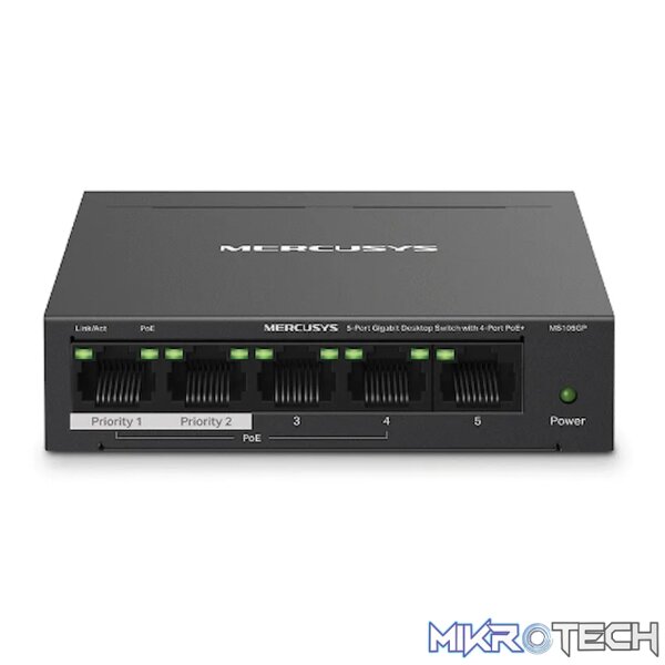 TP-Link Mercusys MS105GP 5-Port Gigabit Desktop Switch with 4-Port PoE+ - Image 2