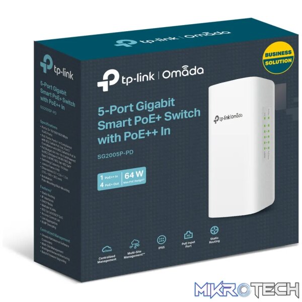 TP-Link Omada 5-Port Outdoor Gigabit Smart Switch with 1-Port PoE++ in and 4-Port PoE+ out - Image 5