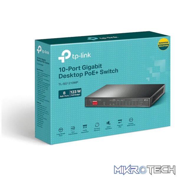 TP-Link TL-SG1210MP 10-Port Gigabit Desktop Switch with 8-Port PoE+ - Image 3