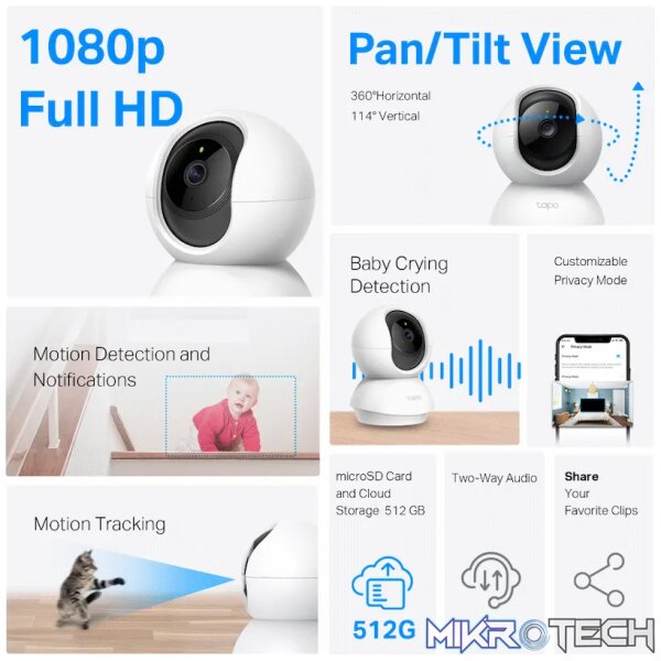 TP-Link Tapo C200P2 Pan/Tilt Home Security Wi-Fi Camera - Image 3