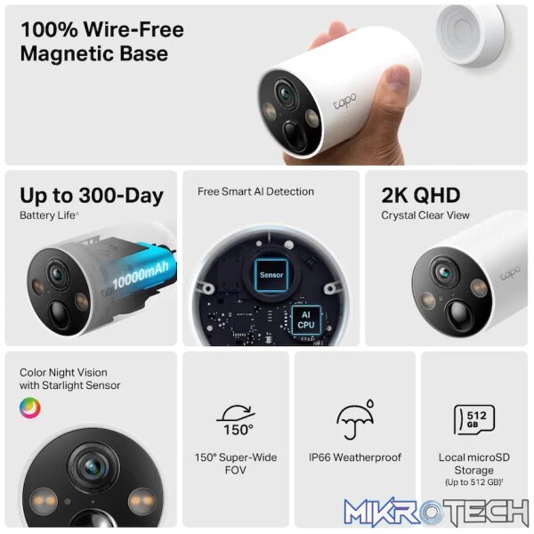 TP-Link Tapo C425 (2-Pack) 4MP 2K QHD Battery Wire-Free Outdoor Security Camera - Image 7