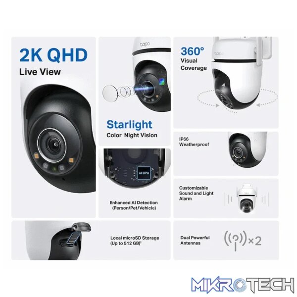 TP-Link Tapo C520WS 4MP 2K QHD Outdoor Pan/Tilt Security Wi-Fi Camera - Image 2