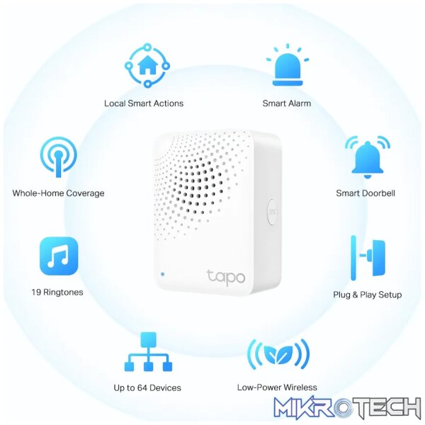 TP-Link Tapo H100 Smart Wi-Fi 868mhz Hub with Chime - Image 3