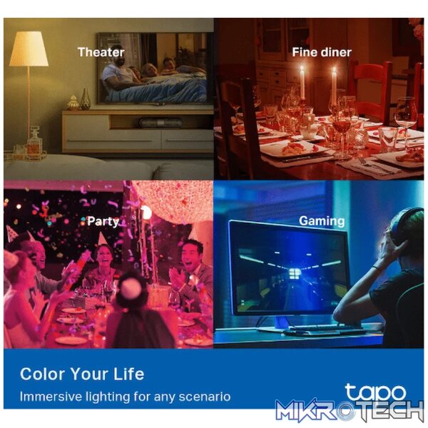 TP-Link Tapo L530B (2-Pack) Smart Wi-Fi Light Bulb - Multicolour - Image 4