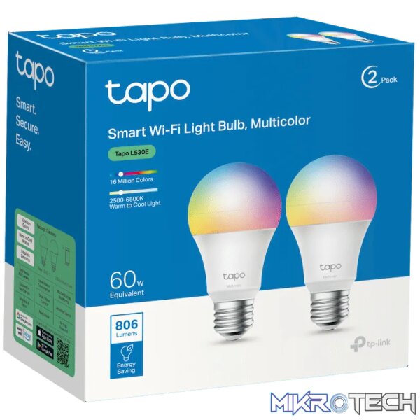 TP-Link Tapo L530E 2 Pack 8.7w Smart Wi-Fi Warm White Light Bulb, Dimmable, A60, E27 - Image 7