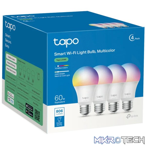 TP-Link Tapo L530E (4-Pack) Smart Wi-Fi Light Bulb - Multicolor - Image 2
