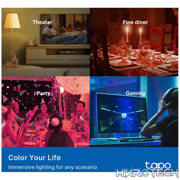 TP-Link Tapo L530E (4-Pack) Smart Wi-Fi Light Bulb - Multicolor - Image 5