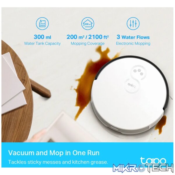 TP-Link Tapo RV10 Robot Vacuum and Mop, Gyroscope, 2600 mAh, 300 ml - Image 7