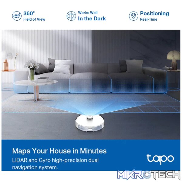 TP-Link Tapo RV30C LIDAR & Gyro Vacuum and Mop, 3200mah, 800ml - Image 7