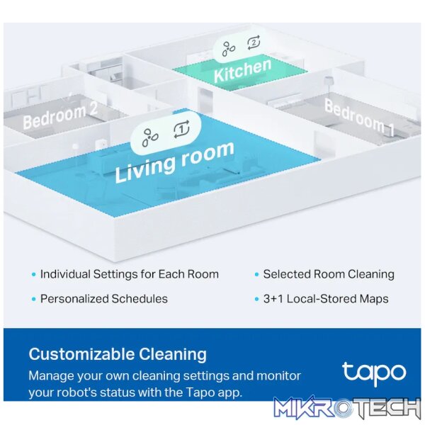 TP-Link Tapo RV30C LIDAR & Gyro Vacuum and Mop, 3200mah, 800ml - Image 8