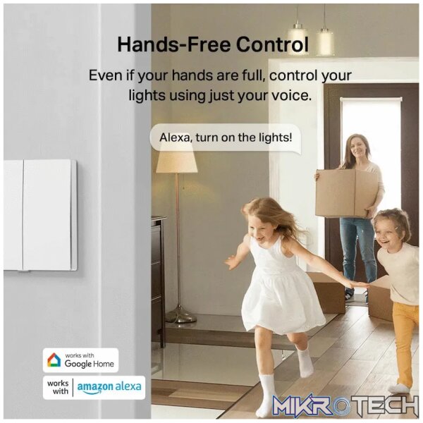 TP-Link Tapo S220 Smart 868mhz Light Switch 2-Gang 1-Way, No Neutral Required - Image 5