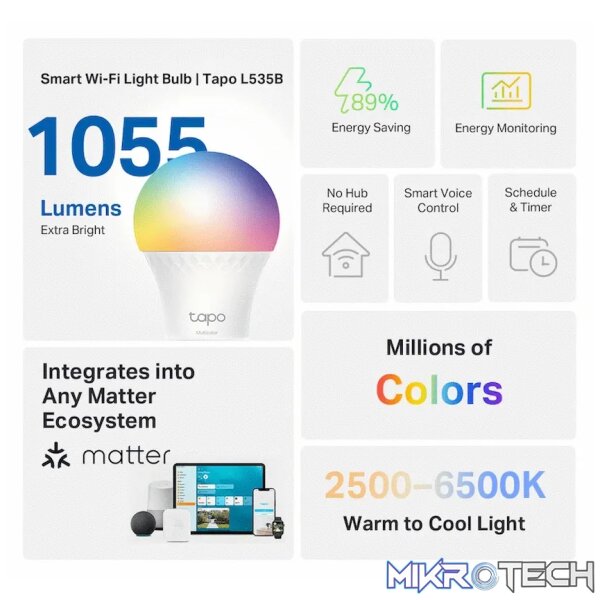 TP-Link Tapo Smart Wi-Fi Light Bulb - Multicolor - Image 4