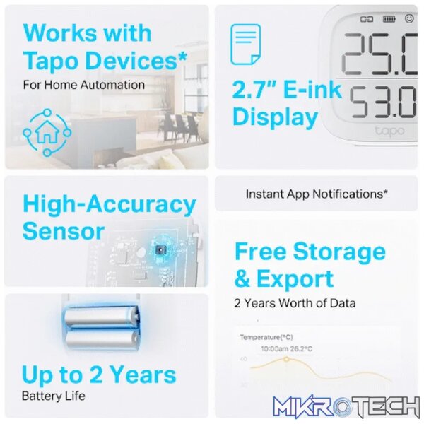 TP-Link Tapo T315 Smart 868mhz Temperature & Humidity Monitor - Image 3