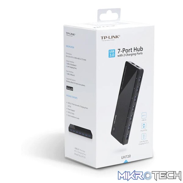 TP-Link UH720 USB 3.0 7-Port Hub with 2 Charging Ports - Image 3