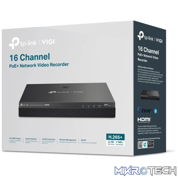TP-Link VIGI 16-Channel PoE+ NVR with 4K HDMI | NVR2016H-16MP - Image 4